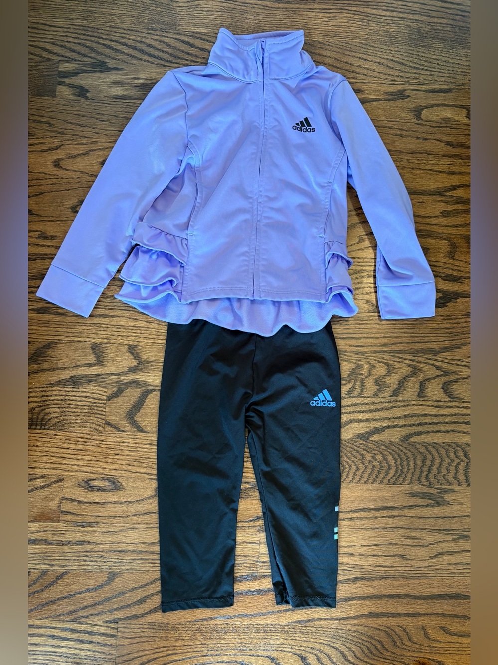 adidas Girls Purple Zip Jacket with Black Leggings